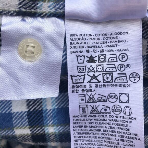 LEVI’S Slim Fit Plaid Pearl Snap Button Down Flannel Shirt Size Medium - Picture 7 of 8